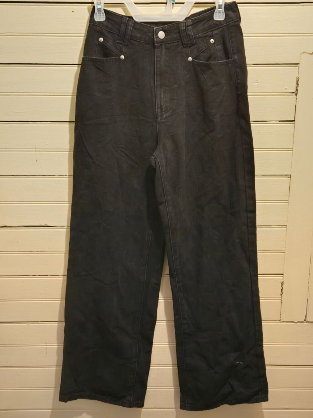 CIDER Pants Womens S Black Wide Leg High Rise Casual Trousers Utility Pockets